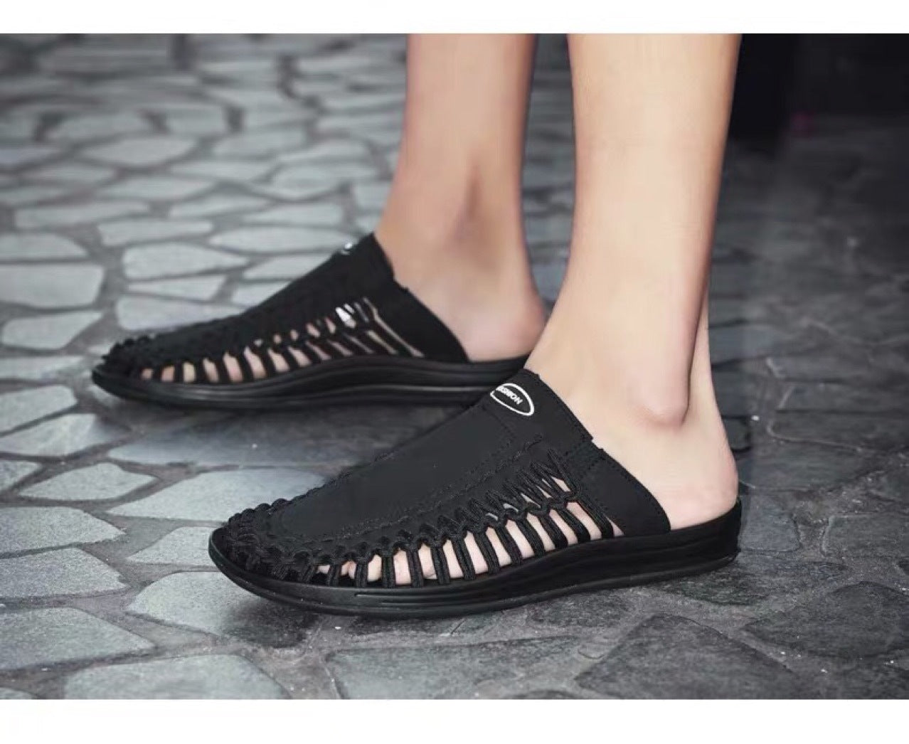Fashion Simple Men's Woven Sandals And Slippers