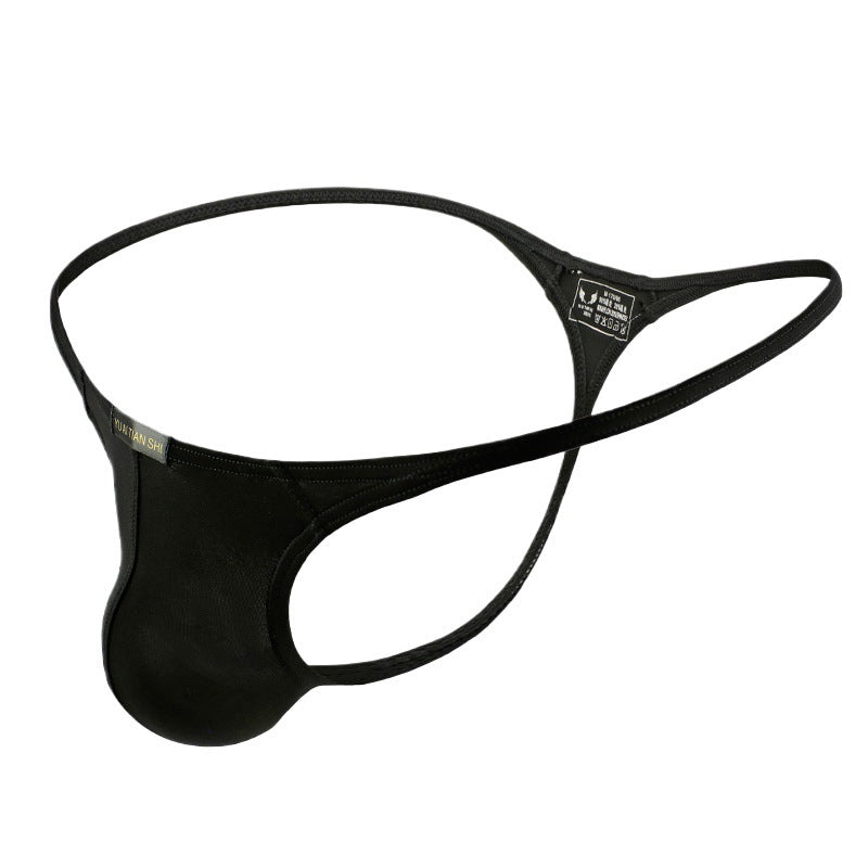 Men's Sexy And Breathable Nylon Solid Color Low Waist T-back Ice Silk Underwear