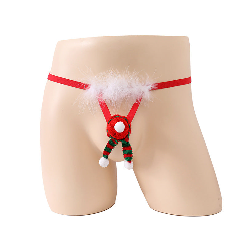 Men's Elastic Underwear Christmas Feather New Sexy
