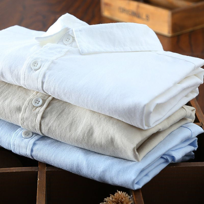 Men's Cotton And Linen Casual Long Sleeve Shirt