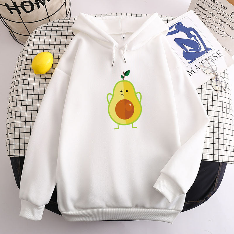 Sweater Avocado Korean Style Student Long Sleeve Casual Pullover No Pocket Hooded Couple's Tops