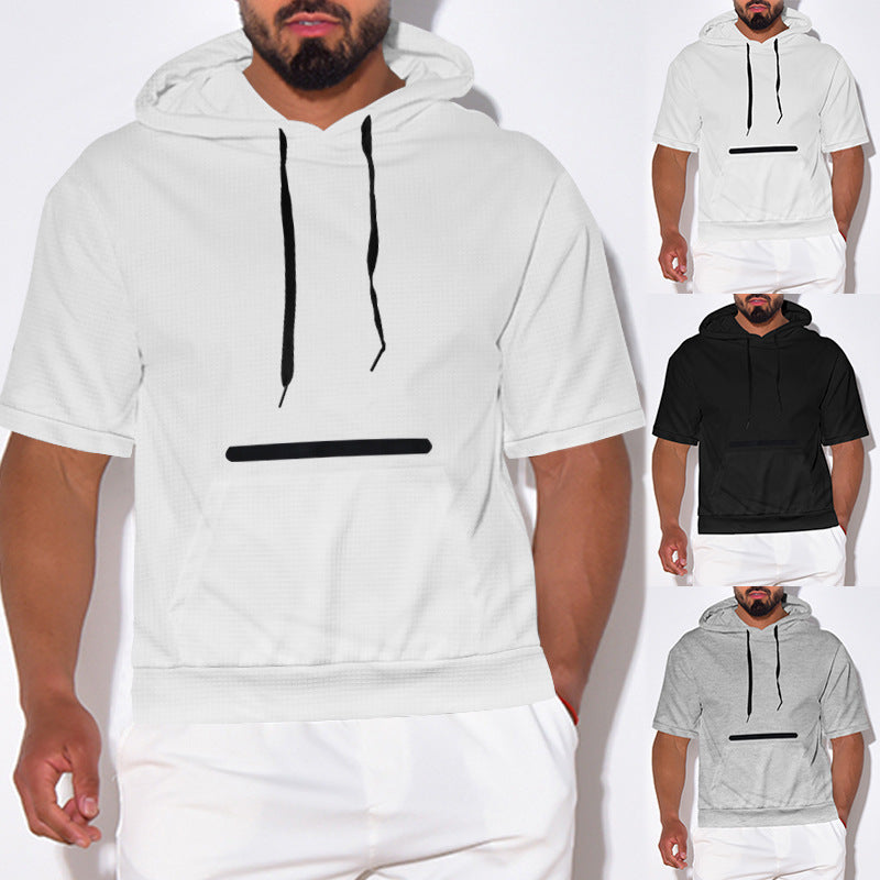 New Men's Casual Hooded Short Sleeve T-shirt