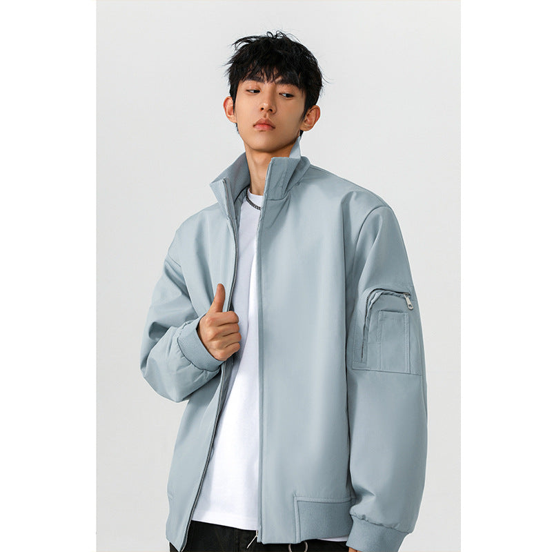 Men's Large Size Multi-pocket Short Flight Jacket