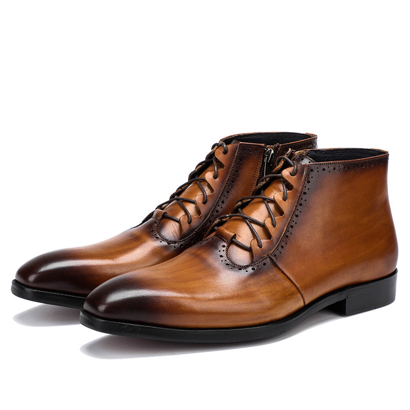 Men's High Top Leather Shoes Knight Leather Boots