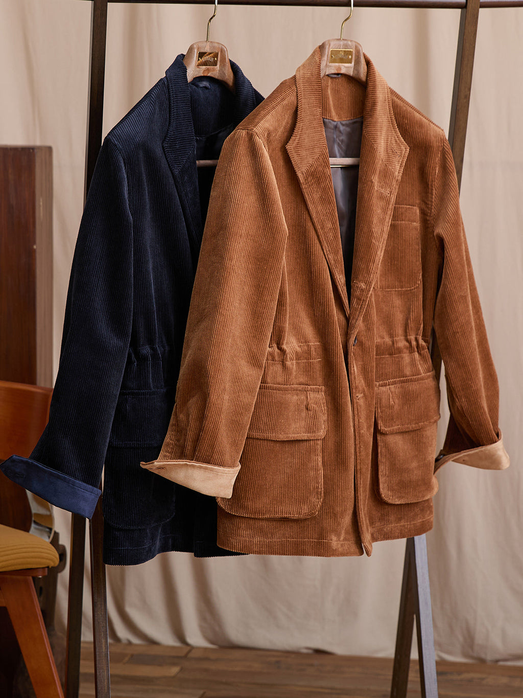 Casual Fashionable Retro Outdoor Keep Warm Corduroy Polo Collar Jacket Men