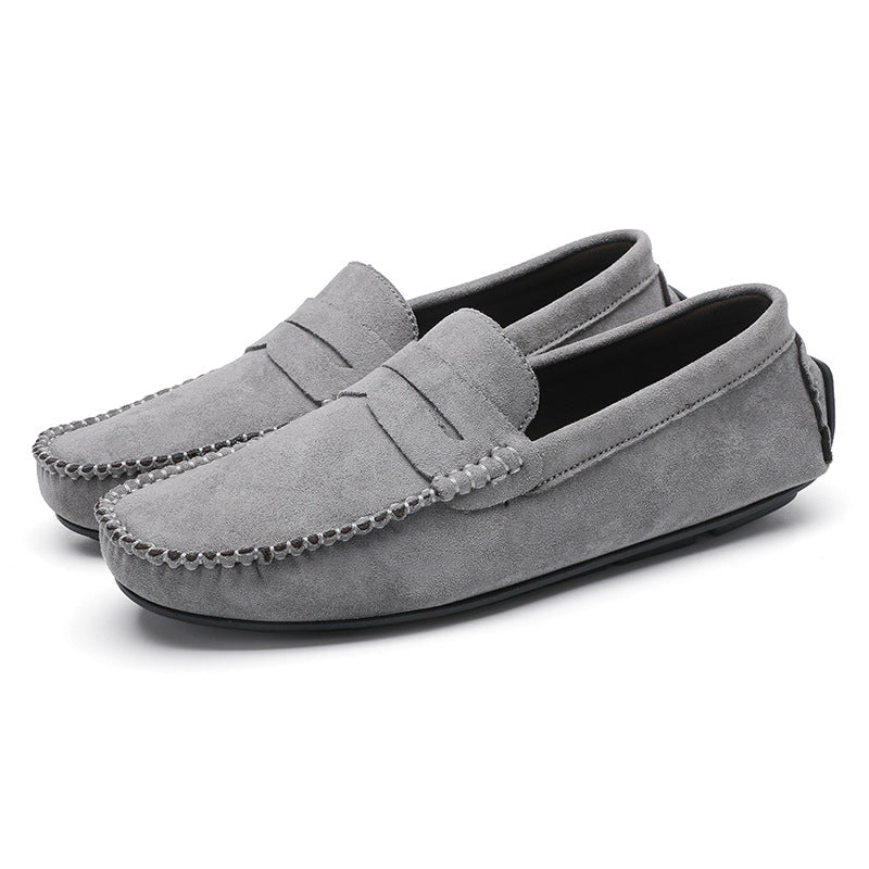Hand-stitched Men's Beanie Shoes Velvet Leather Handmade