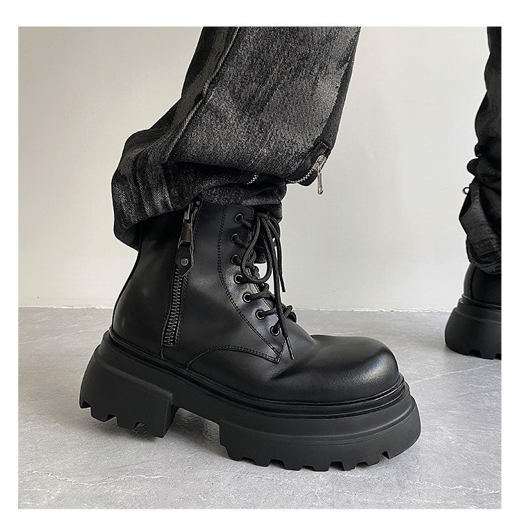Autumn And Winter Leather Martin Boots High-top Leather Shoes Men's Shoes Fleece-lined