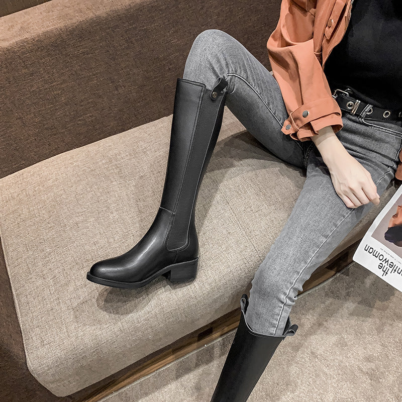 Women's Boots With Big Rim And Thick Heel