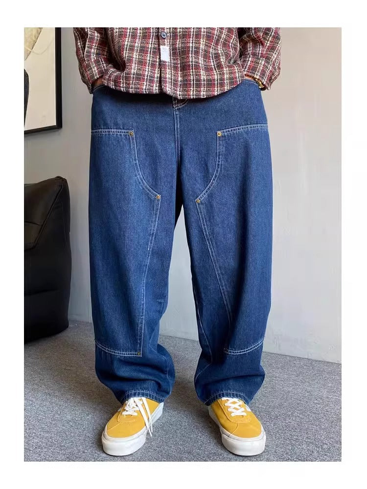 American Casual Pu Shuai Retro Workwear Jeans