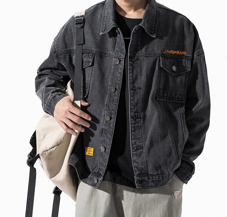 Trendy wild denim jacket men