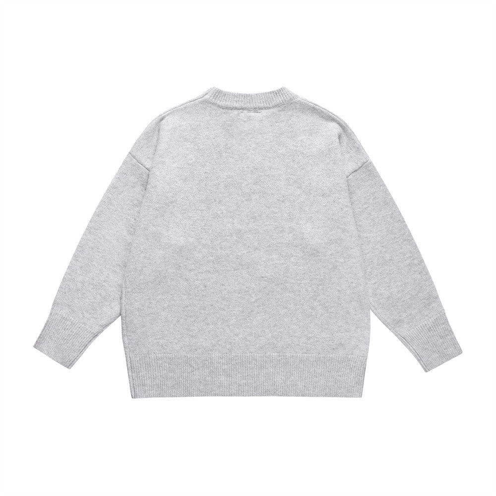 Autumn And Winter Embroidered Letter Crew Neck Sweater Fashion Brand Men's Clothing
