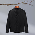 Cotton And Linen Crepe Solid Color Men's Long-sleeved Shirt