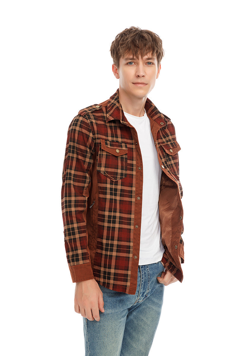 Men Plaid Casual Autumn Winter Jacket Men Slim Fit Jacket