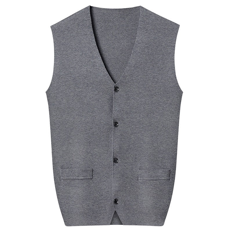 Youth Solid Color Gold Velvet Knitted Vest