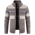 Casual Men's Hooded Color Block Printed Cardigan Knitted Cardigan Sweater Jacket