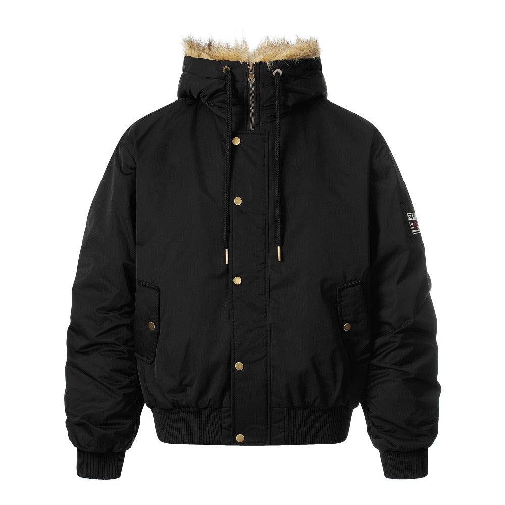 Design Heavy Industry Pleated Sleeves Workwear Cotton-padded Coat