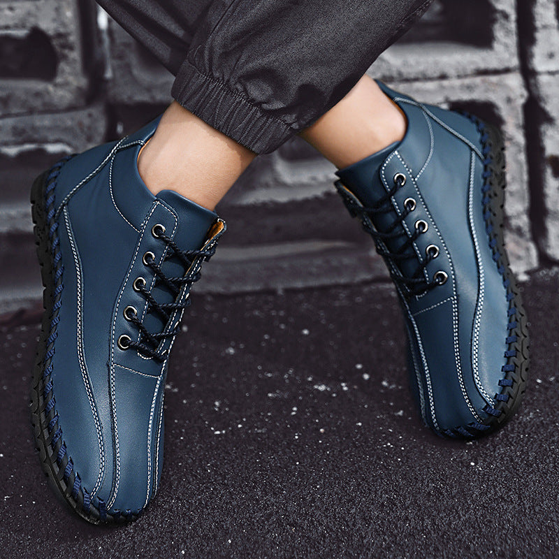 Autumn And Winter Mid-top Work Shoes Side Zipper Casual