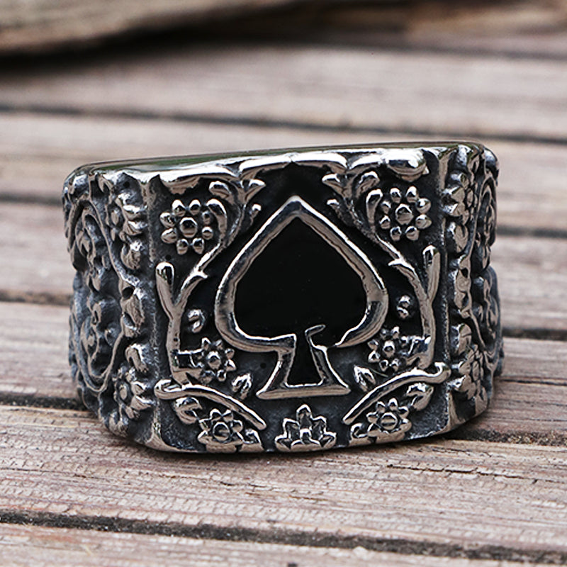 Men's Spades Epoxy Carved Rings