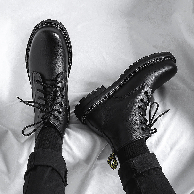 Martin  Men's High-top Black Leather Boots