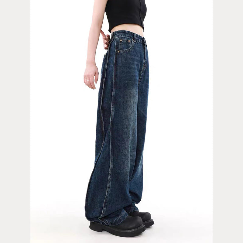 Retro Wide Leg Straight Jeans Loose High Waist Trousers