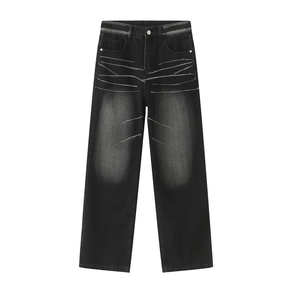 Four Seasons New Retro Hong Kong Style Straight Loose Personality Jeans
