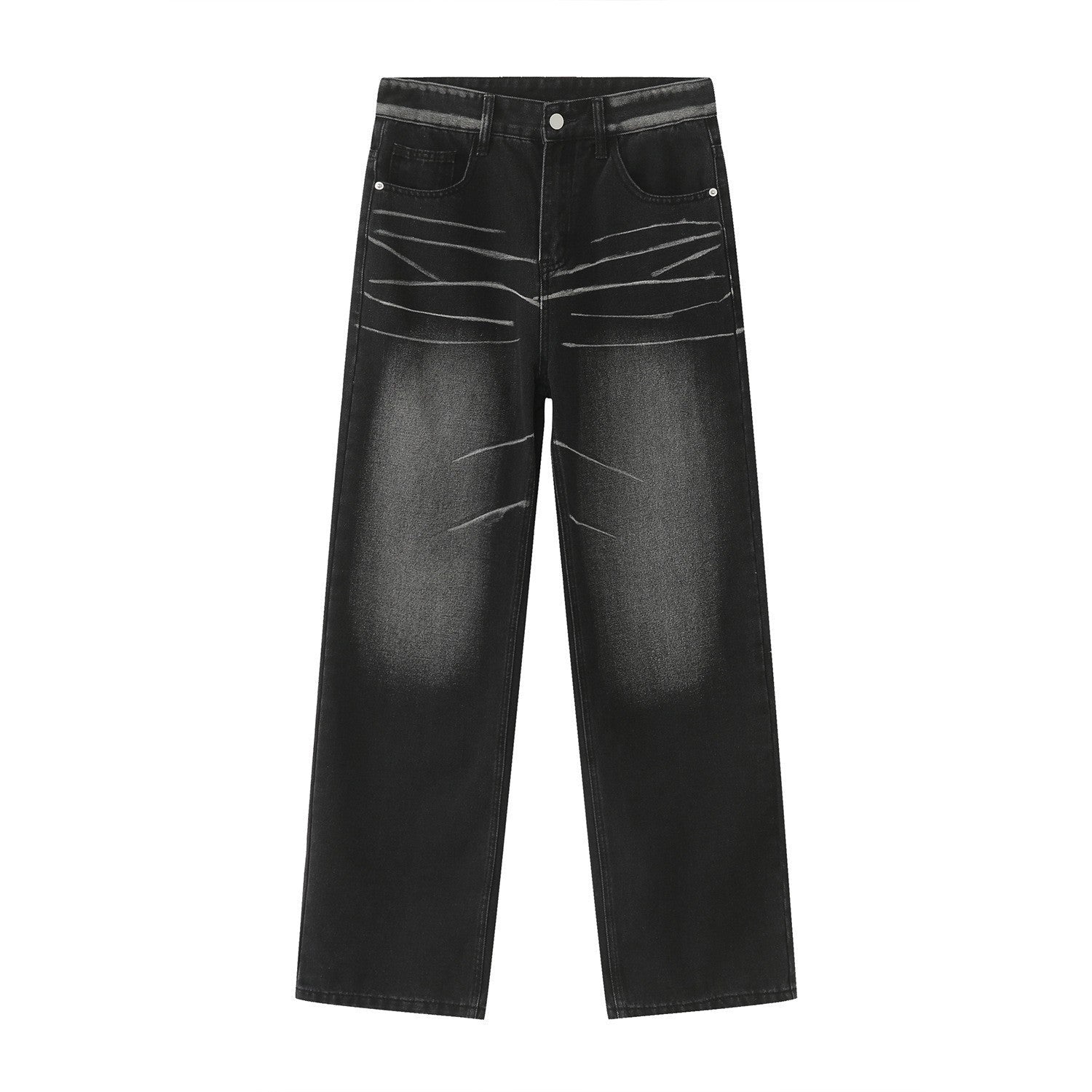 Four Seasons New Retro Hong Kong Style Straight Loose Personality Jeans