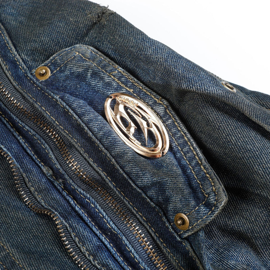 Men's American-style Street Fashion High Street Heavy Industry Heavy Shaped Denim Trousers