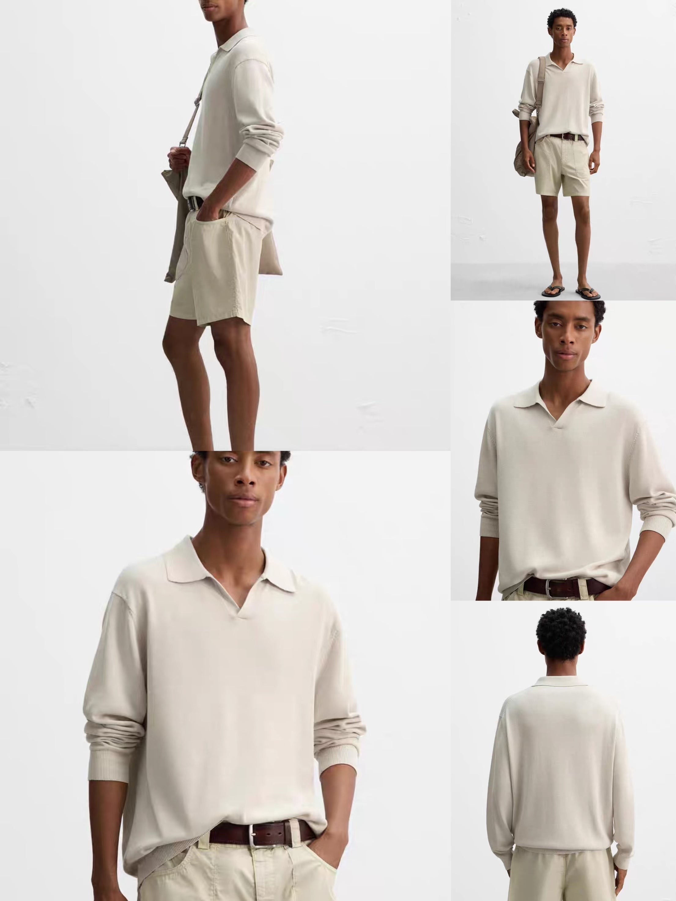 Men's Simple Knitted Long-sleeved POLO Shirt