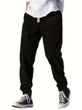 Mens Thickened Waffle-Weave Sporty Casual Pants For Fall Winter