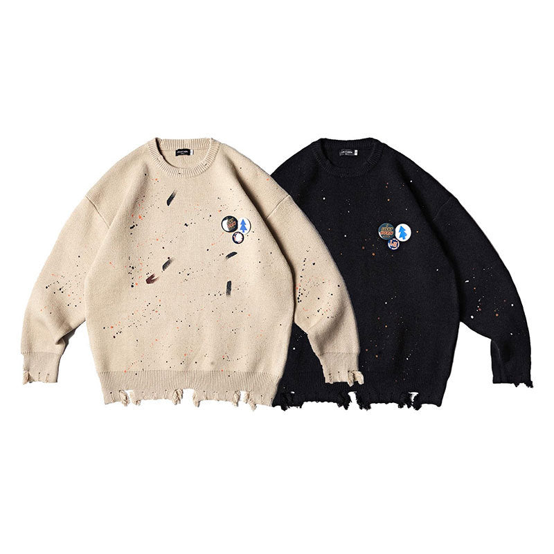Paint Splash-ink Casual Round Neck Sweater Men's And Women's Sweaters