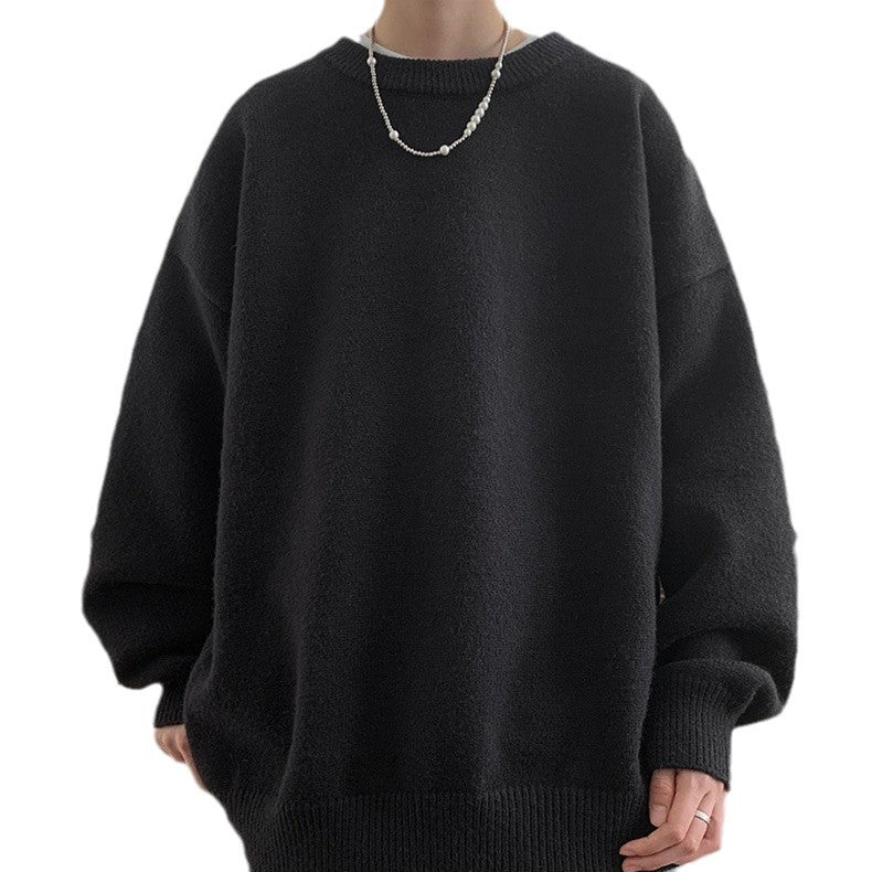 Men's Loose-fit Laid-back Japanese-style Retro Solid-color Sweater