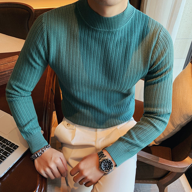 stand Collar Solid Color Sweater
