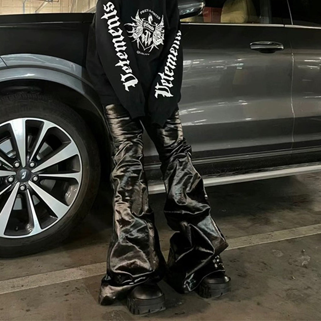 Black Coated Shiny Patent Leather Skinny Jeans