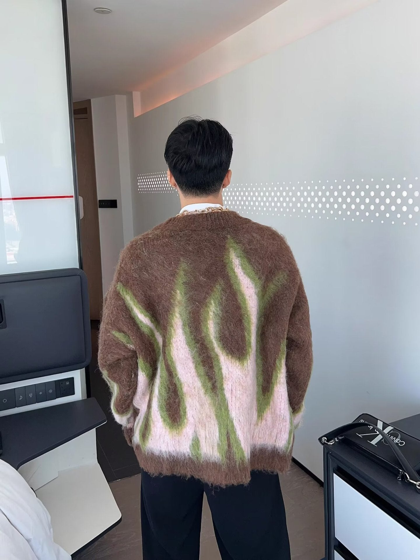 Mohair Knitted Cardigan Sweater For Men And Women