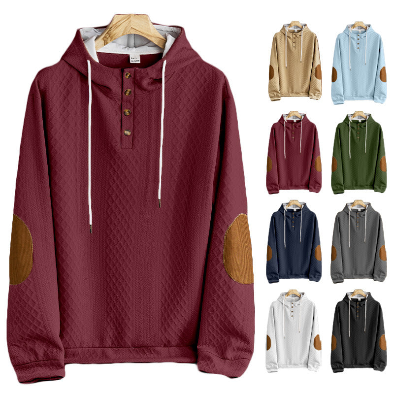 Men's Leisure Pullover Jacquard Hooded Embroidered Sweater