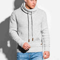 Men's FallWinter Drawstring Stand Collar Knit Long Sleeve Outer Sweater