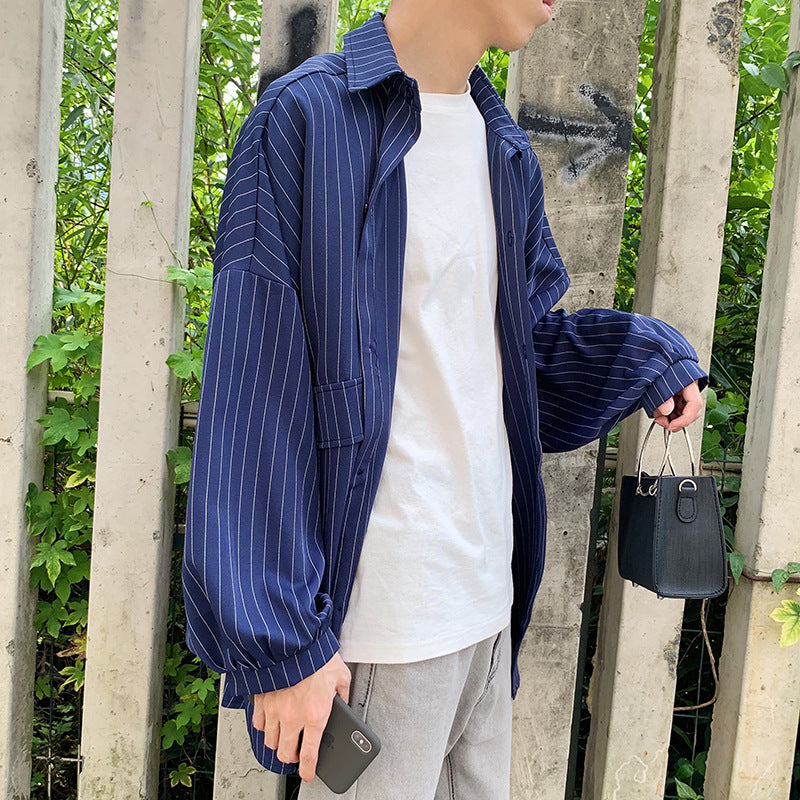 casual striped shirt men