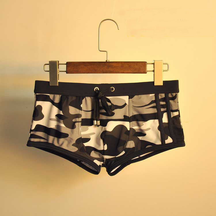 Men's Fashion Light Breathable Low Waist Camouflage Swimming Trunks