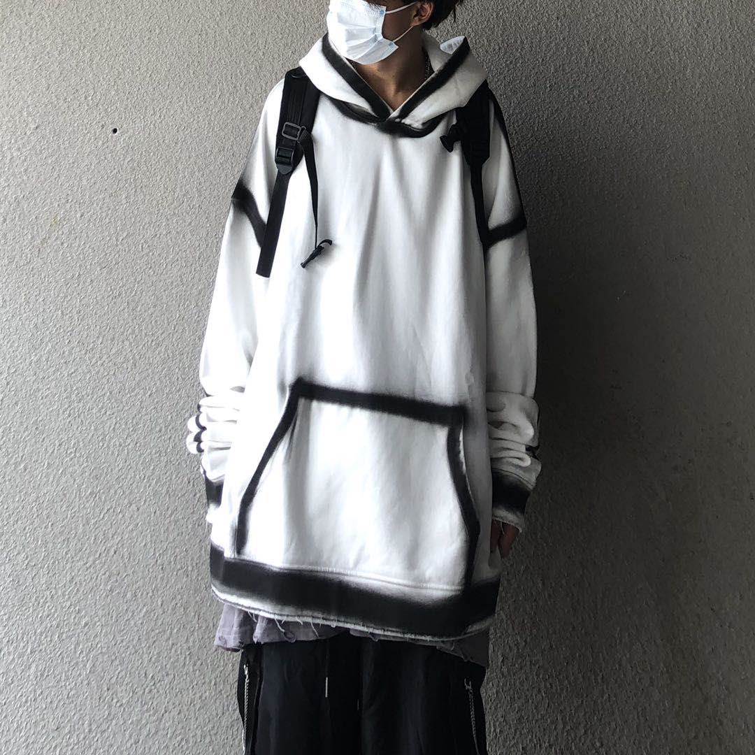 Graffiti Inkjet Wash Water Hooded Jacket Dark High Street