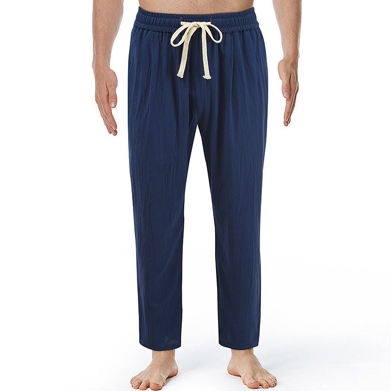 Loose-fit, Plus-size, Straight-leg Linen Pants, Korean-style Trendy Sporty-casual