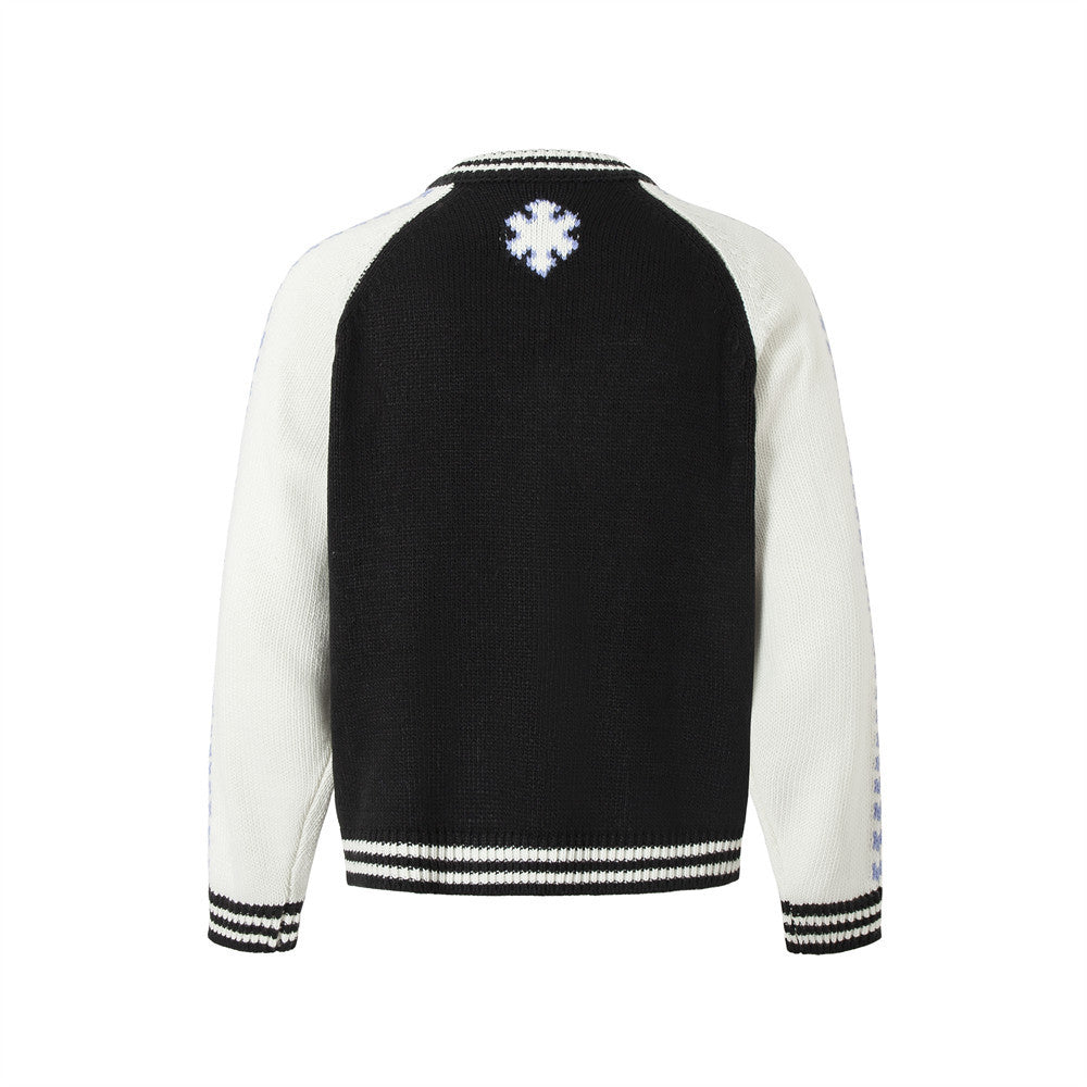 Contrast Color Round Neck Long Sleeve Sweater