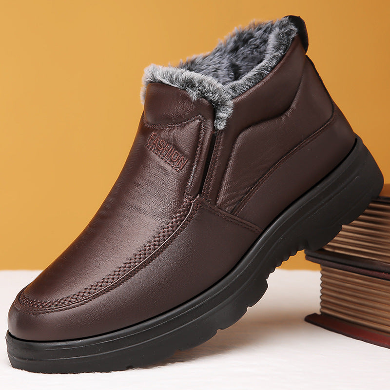 Winter Middle-aged And Elderly Thickened Non-slip Waterproof Fleece-lined Cotton Shoes