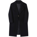 Men's Long Woolen Coat With Big Metal Circle