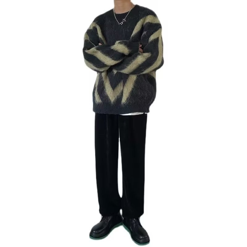 Loose And Lazy Style Warm Winter Stand Collar Lamb Wool Cotton-padded Jacket Men