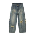 Men's Ripped Wide-leg Jeans