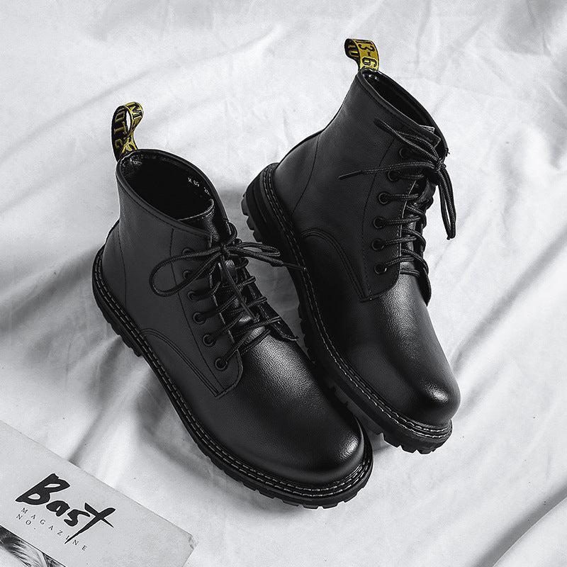 Martin  Men's High-top Black Leather Boots