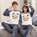 Couple Coral Velvet Pajamas Autumn And Winter Fleece-lined Thickened Cartoon Loose And Warm