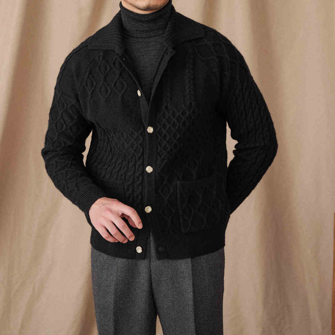 Thick Cardigan Vintage Jacquard Sweater