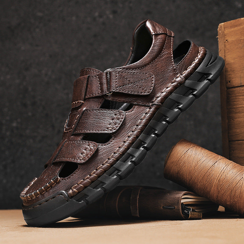 Men's Simple All-match Leather Non-slip Sandals