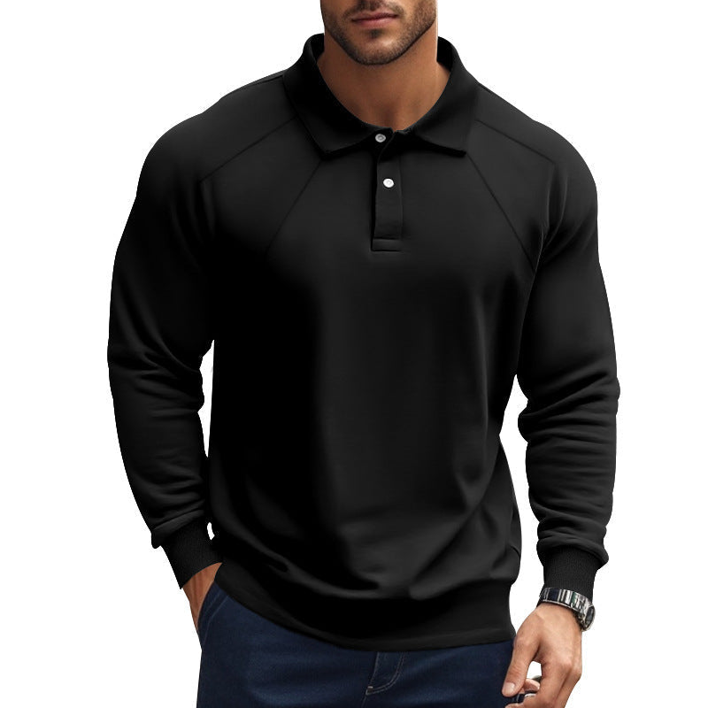 Spring And Autumn Polo Collar Solid Color Casual Bottoming American Polo Shirt Men